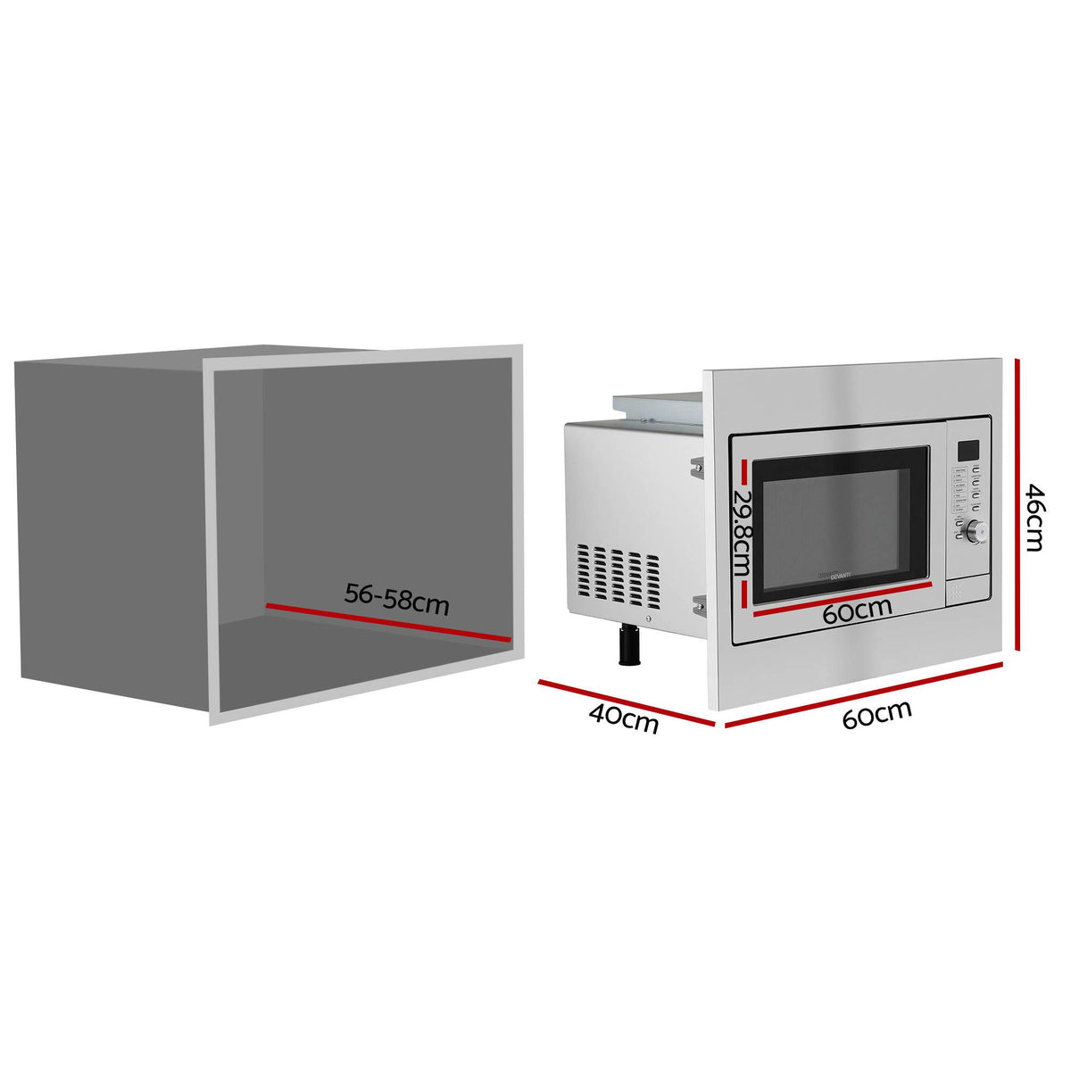 Devanti Built In Microwave Oven 30L Grill Air Fry Convection Silver - Flavour Fushion Cooking Shop