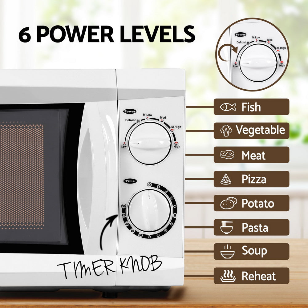 Devanti 20L Microwave Oven 800W White - Flavour Fushion Cooking Shop