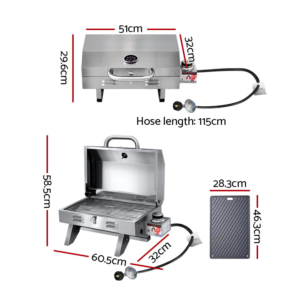 Grillz Portable Gas BBQ Grill with Double Sided Plate - Flavour Fushion Cooking Shop