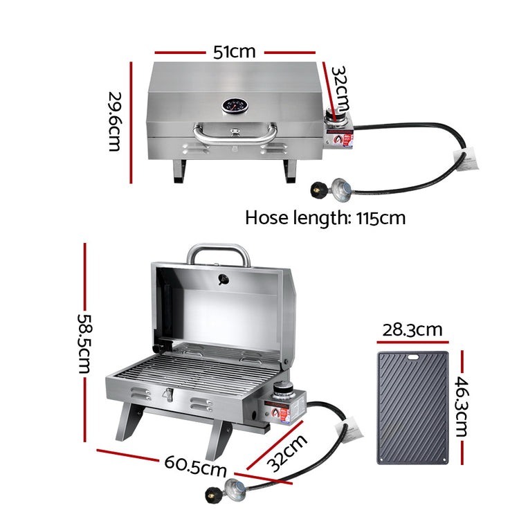 Grillz Portable Gas BBQ Grill with Double Sided Plate - Flavour Fushion Cooking Shop