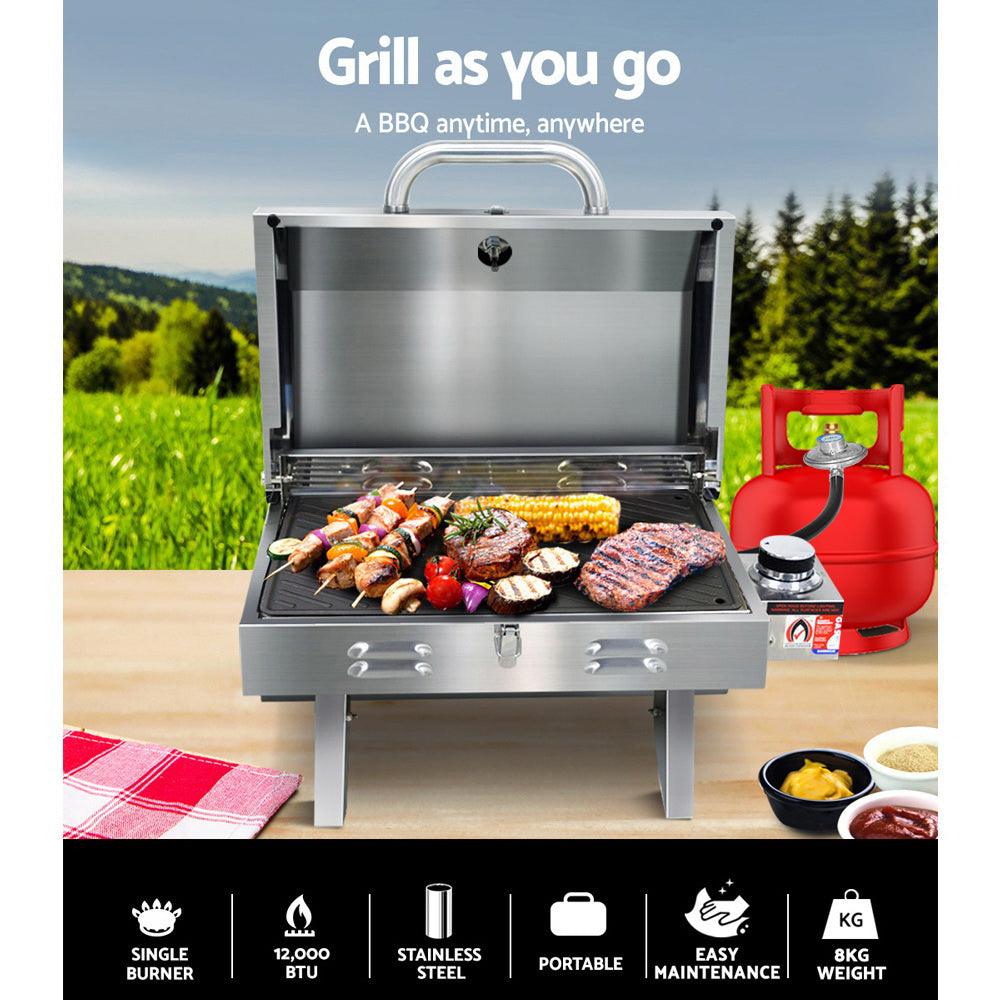 Grillz Portable Gas BBQ Grill with Double Sided Plate - Flavour Fushion Cooking Shop