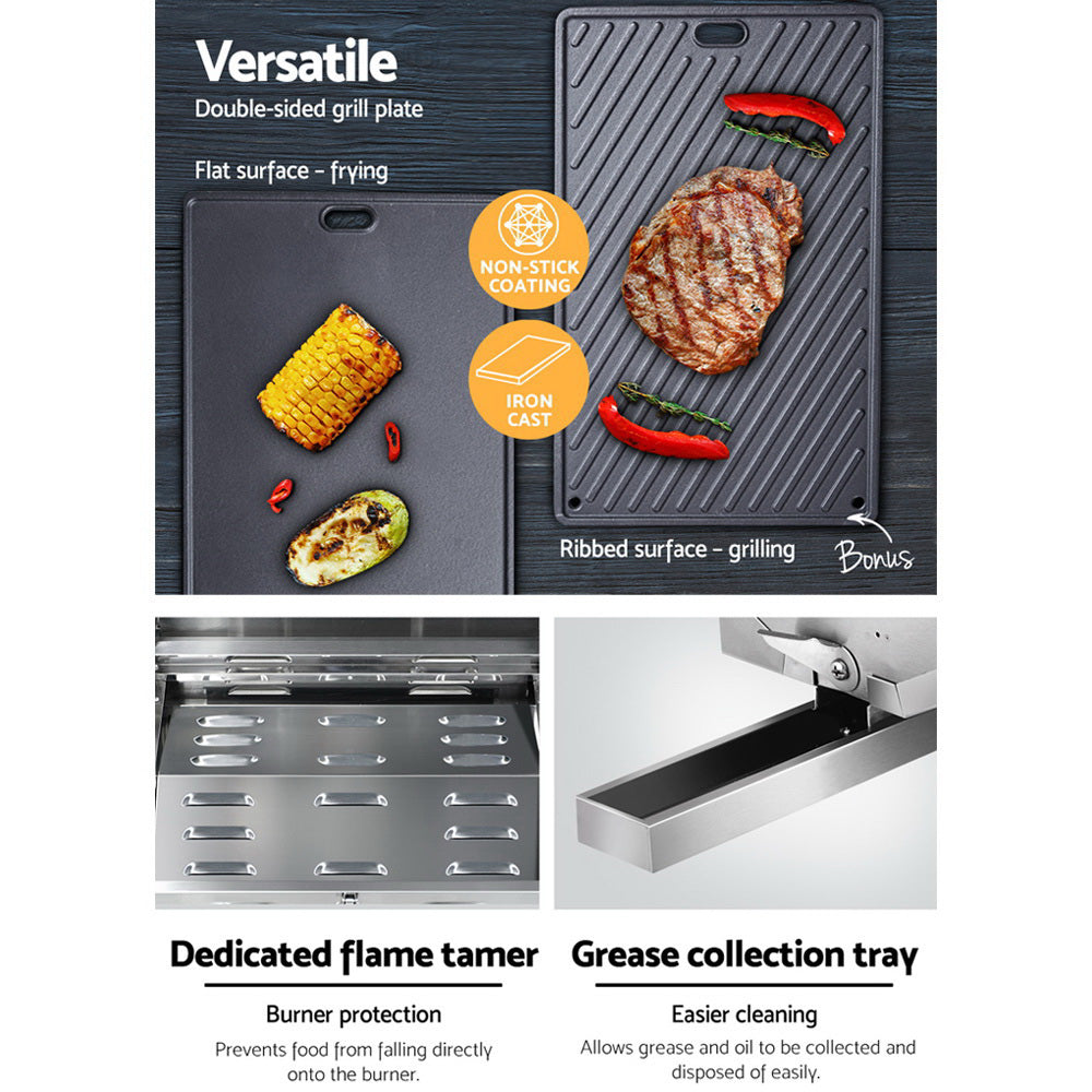 Grillz Portable Gas BBQ Grill with Double Sided Plate - Flavour Fushion Cooking Shop