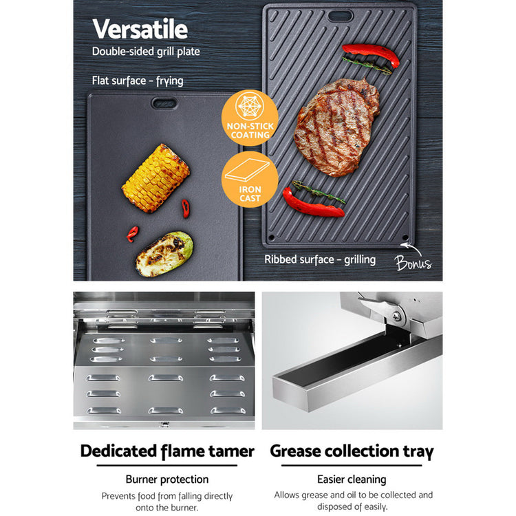 Grillz Portable Gas BBQ Grill with Double Sided Plate - Flavour Fushion Cooking Shop