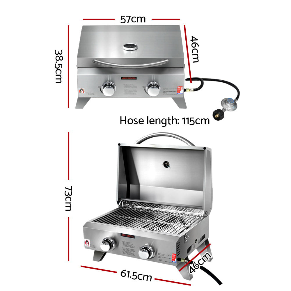 Grillz Portable Gas BBQ Grill 2 Burners - Flavour Fushion Cooking Shop