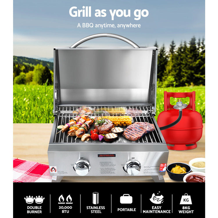 Grillz Portable Gas BBQ Grill 2 Burners - Flavour Fushion Cooking Shop