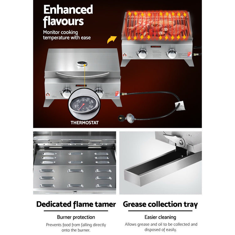 Grillz Portable Gas BBQ Grill 2 Burners - Flavour Fushion Cooking Shop