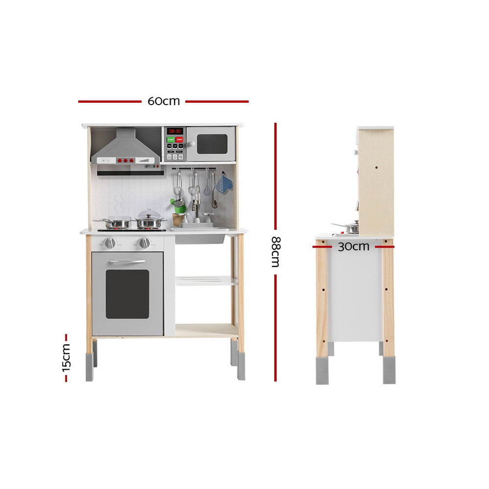 Keezi Kids Kitchen Play Set Wooden Pretend Toys Cooking Children Cookware Sink - Flavour Fushion Cooking Shop