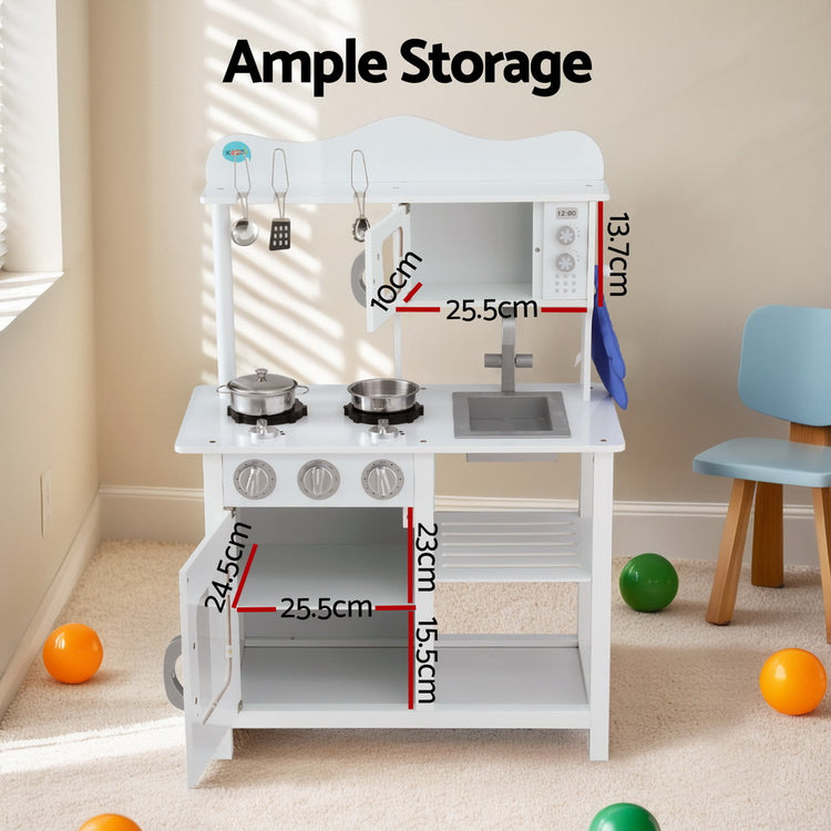 Keezi Kids Kitchen Play Set Wooden Pretend Toys Cooking Children Cookware Food - Flavour Fushion Cooking Shop