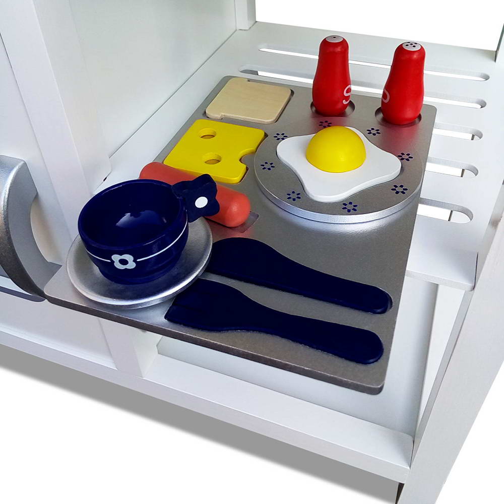 Keezi Kids Kitchen Play Set Wooden Pretend Toys Cooking Children Cookware Food - Flavour Fushion Cooking Shop