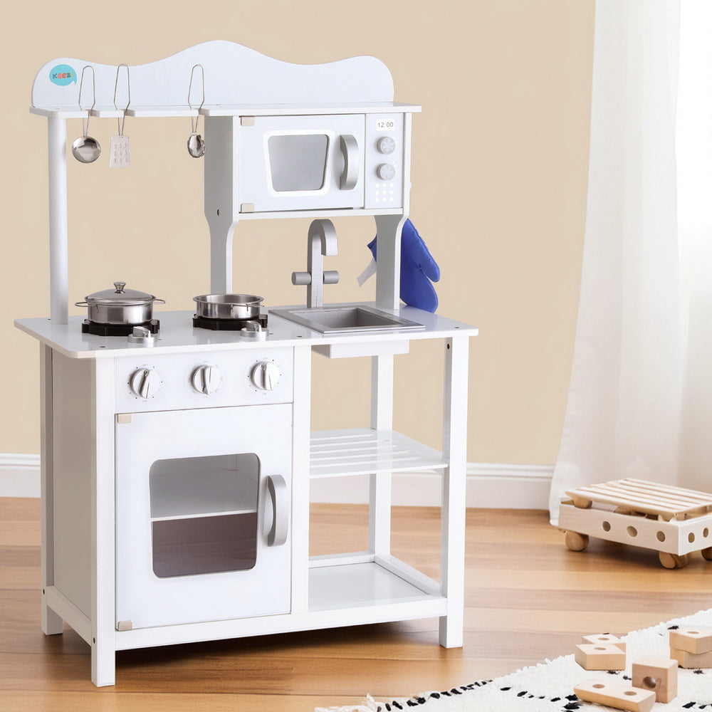 Keezi Kids Kitchen Play Set Wooden Pretend Toys Cooking Children Cookware Food - Flavour Fushion Cooking Shop