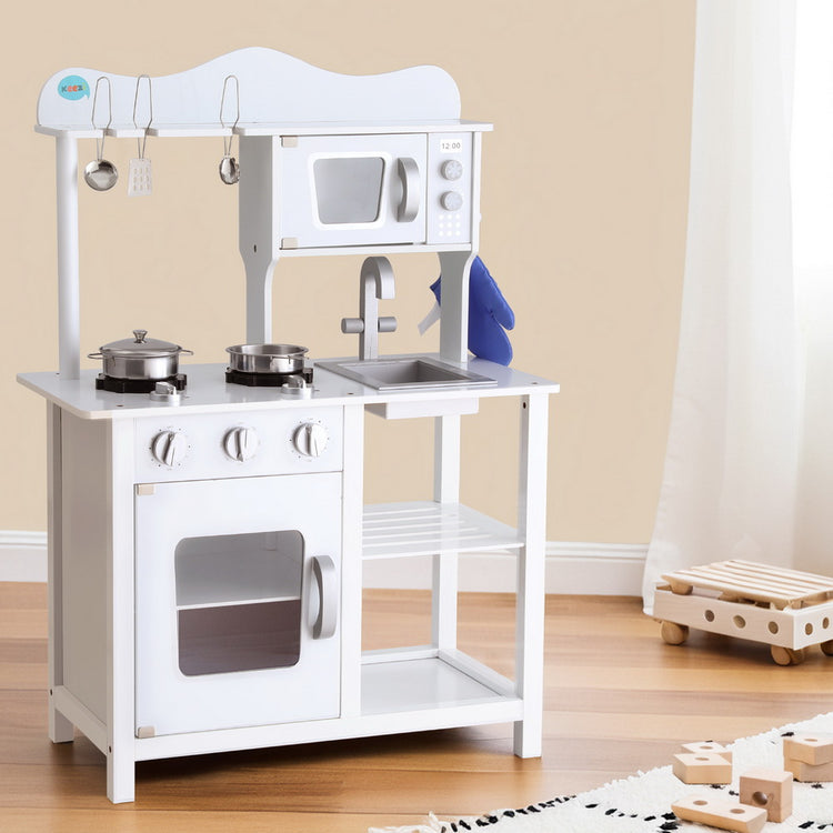 Keezi Kids Kitchen Play Set Wooden Pretend Toys Cooking Children Cookware Food - Flavour Fushion Cooking Shop