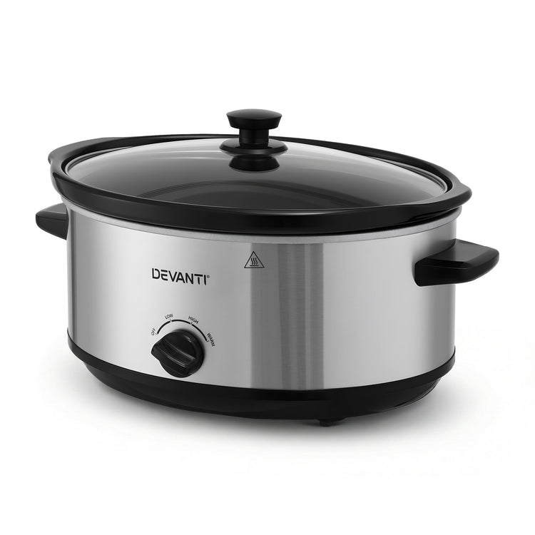 Devanti 6.5L Slow Cooker Electric Multi Cooker with 3 Heat Settings and Keep Warm Function - Flavour Fushion Cooking Shop