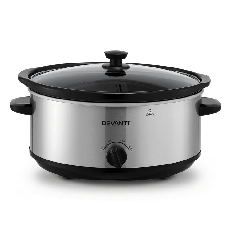 Devanti 6.5L Slow Cooker Electric Multi Cooker with 3 Heat Settings and Keep Warm Function - Flavour Fushion Cooking Shop