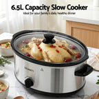 Devanti 6.5L Slow Cooker Electric Multi Cooker with 3 Heat Settings and Keep Warm Function