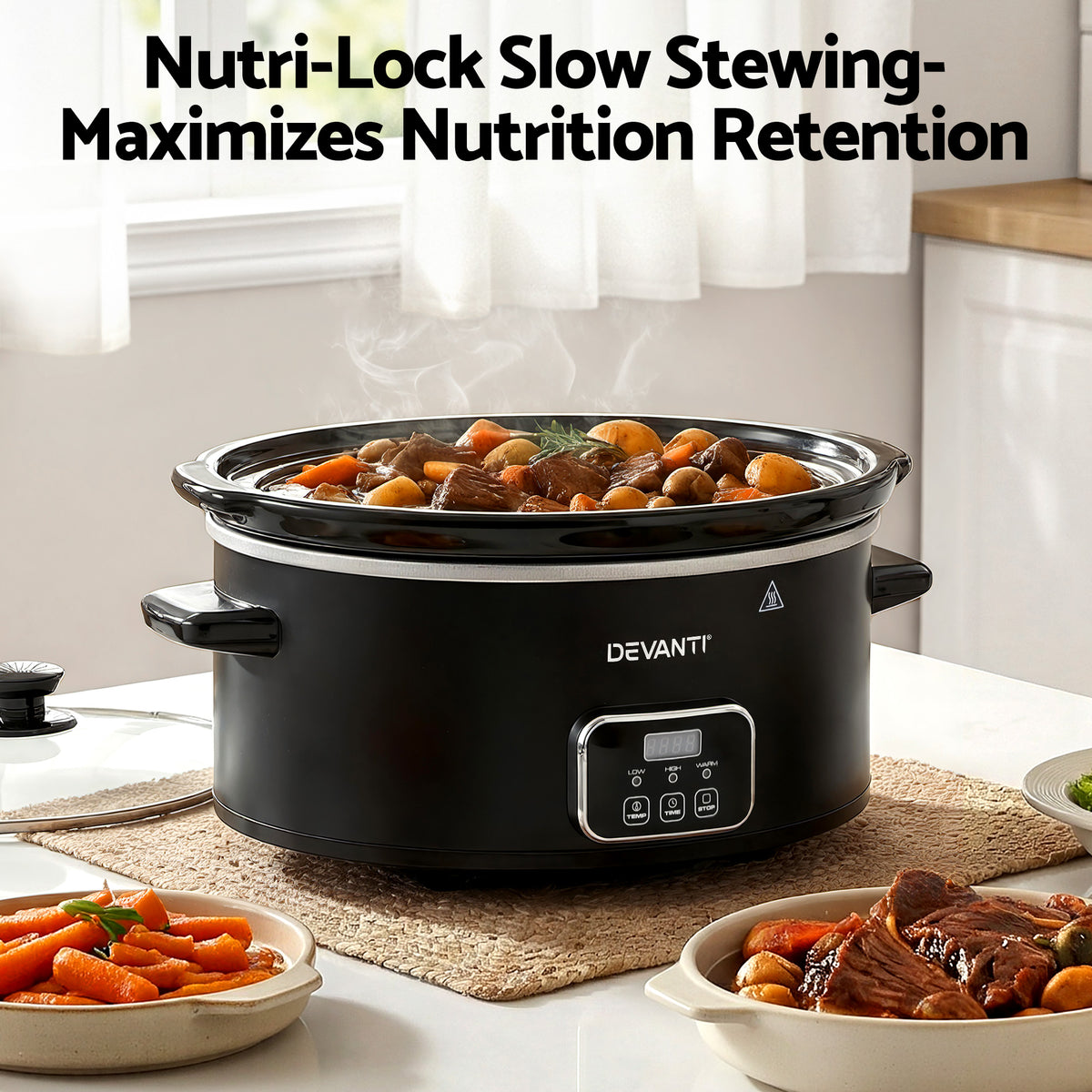 Devanti 5.6L Slow Cooker Electric Multi Cooker with 3 Heat Settings and Keep Warm Function - Flavour Fushion Cooking Shop
