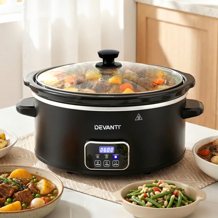 Devanti 5.6L Slow Cooker Electric Multi Cooker with 3 Heat Settings and Keep Warm Function - Flavour Fushion Cooking Shop