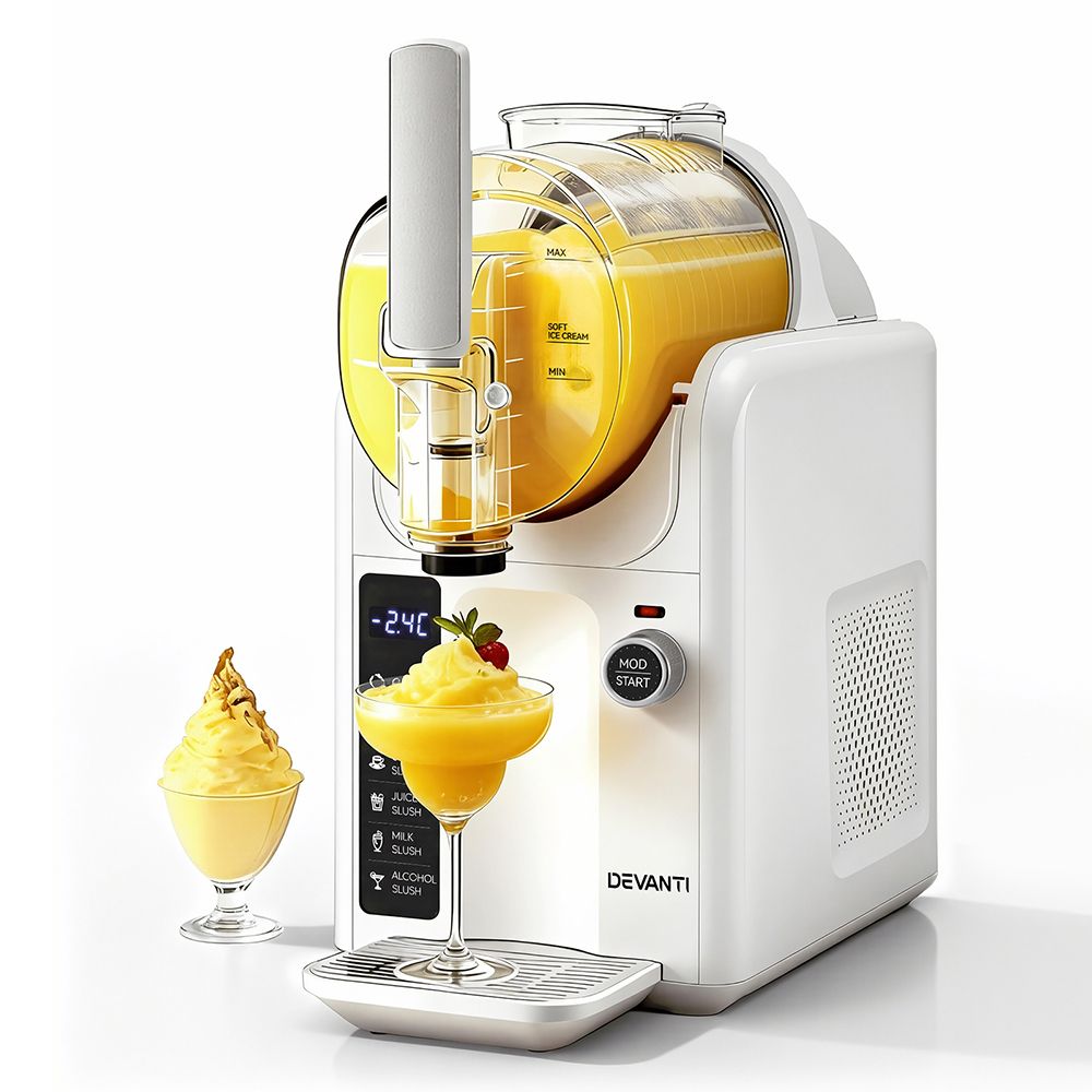 Devanti 5in1 Slushie Machine Ice Cream Maker 2L White - Flavour Fushion Cooking Shop