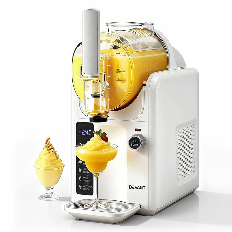 Devanti 5in1 Slushie Machine Ice Cream Maker 2L White - Flavour Fushion Cooking Shop