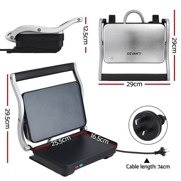 Devanti 3 in 1 Sandwich Maker Steak Press Grill 1000W - Flavour Fushion Cooking Shop