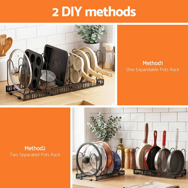 Artiss Expandable Pots and Pans Organizer Rack Cookware Holder Kitchen Cabinet Rack - Flavour Fushion Cooking Shop