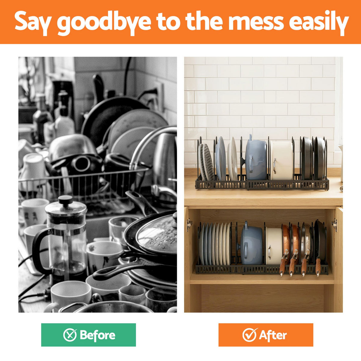 Artiss Expandable Pots and Pans Organizer Rack Cookware Holder Kitchen Cabinet Rack - Flavour Fushion Cooking Shop