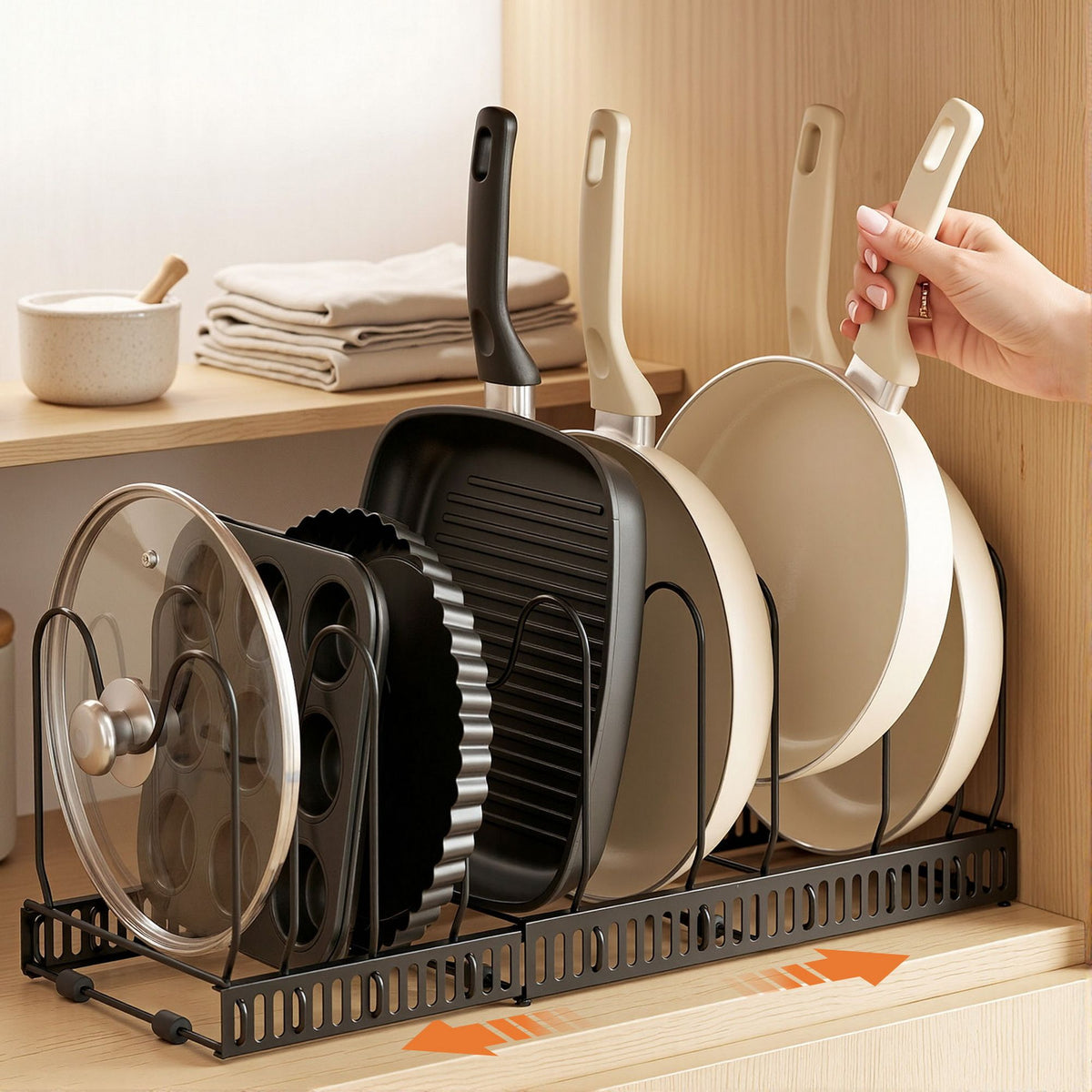 Artiss Expandable Pots and Pans Organizer Rack Cookware Holder Kitchen Cabinet Rack - Flavour Fushion Cooking Shop