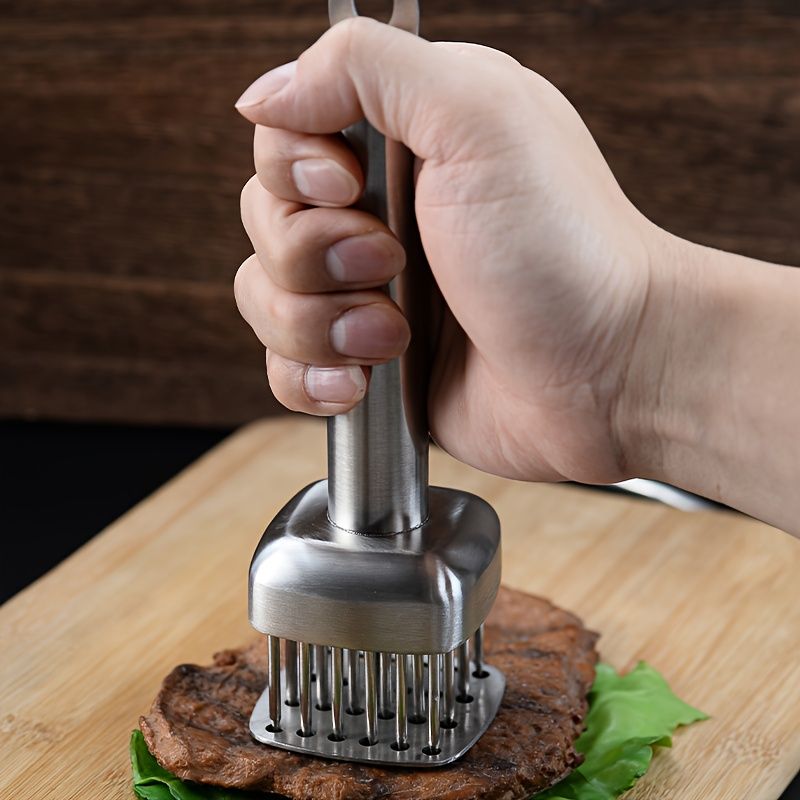 Silver White meat tenderizer, stainless steel, kitchen tool, tender meat, cooking essential, Australian kitchen, beef tenderizer, chicken tenderizer, marinating tool, kitchen gadget