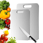 Titanium Cutting Board for Kitchen, Food-Grade 304 Stainless St (15.1 × 11 inches and 13.4 × 9 inches)
