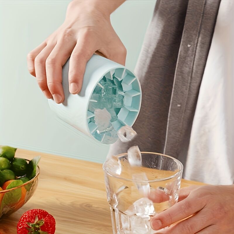 1 pc white+yellow Silicone Ice Cube Cup – Freezable & Reusable Ice Maker, Perfect for Home, Bar, Pub, Club, and Outdoor Summer Drinks in Light Blue, Ideal for Cocktails and Fresh Fruit Infusions