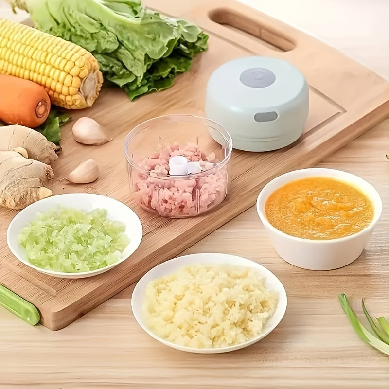 PINK Mini Electric Garlic Chopper, Meat Grinder, and Vegetable Chopper, USB Rechargeable Mini Food Blender, Efficient Small Food Processor, Suitable for Ginger, Chili, Fruits, and Meat