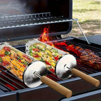 stainless steel BBQ grill, anti-scald design (barbecue basket + barbecue fork + hook) barbecue tool set