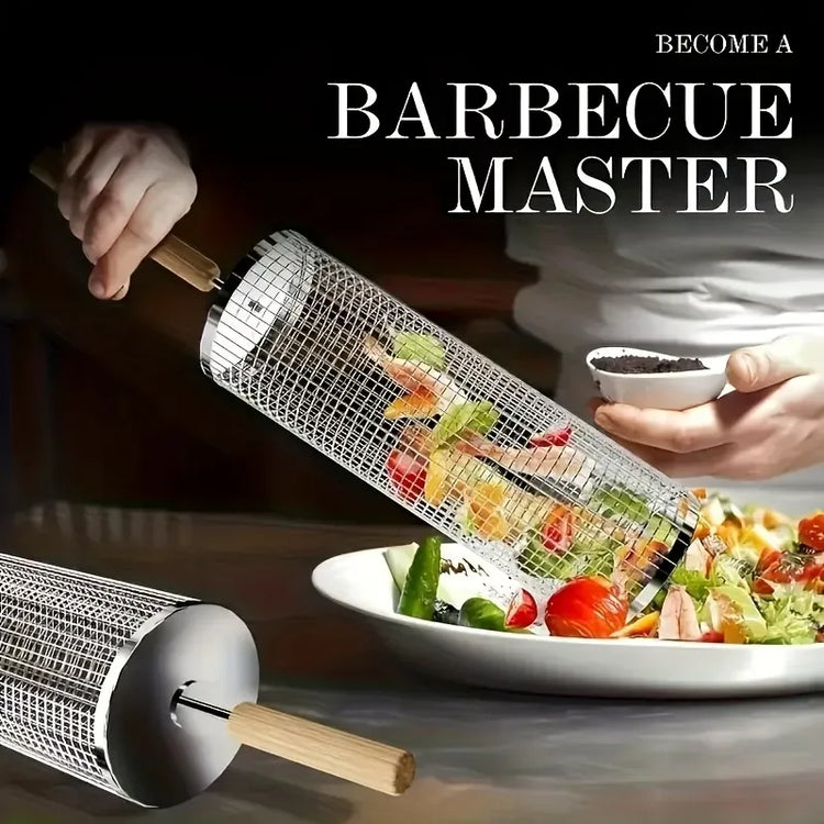stainless steel BBQ grill, anti-scald design (barbecue basket + barbecue fork + hook) barbecue tool set - Flavour Fushion Cooking Shop