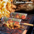 stainless steel BBQ grill, anti-scald design (barbecue basket + barbecue fork + hook) barbecue tool set