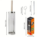 stainless steel BBQ grill, anti-scald design (barbecue basket + barbecue fork + hook) barbecue tool set