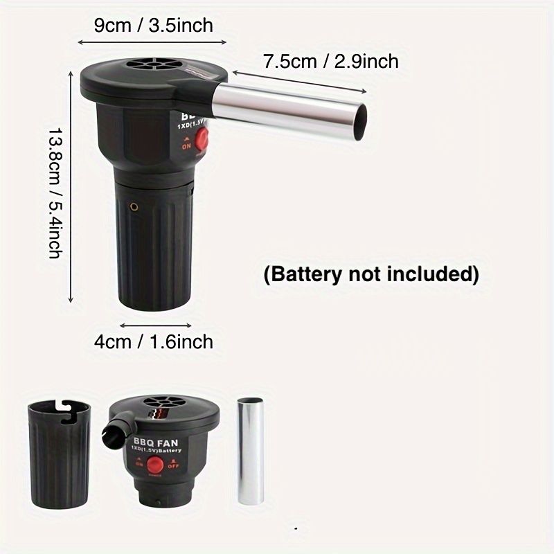 Use the portable battery-powered barbecue fan blower to enhance your outdoor cooking experience. It is ideal for camping, picnics, and charcoal grilling, ensuring efficient airflow for quick and even charcoal ignition.
