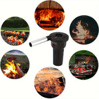 Use the portable battery-powered barbecue fan blower to enhance your outdoor cooking experience