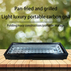 Portable foldable barbecue grill with adjustable height and built-in side rack - heavy-duty metal outdoor