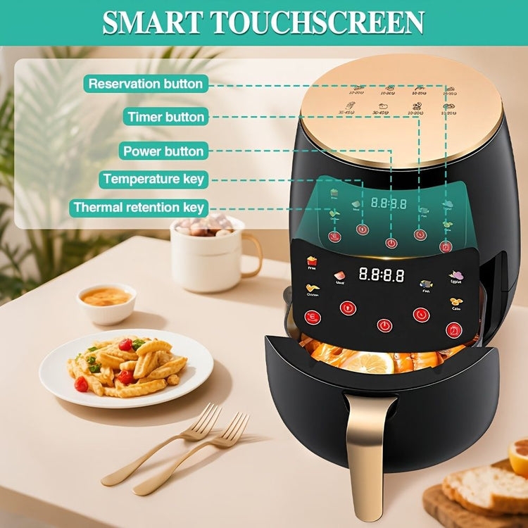 "5L Intelligent Touch · Healthy Fresh Cooking Air Fryer (Pre-set Menu / 360° Hot Air / No Oil Light Car)" - Flavour Fushion Cooking Shop
