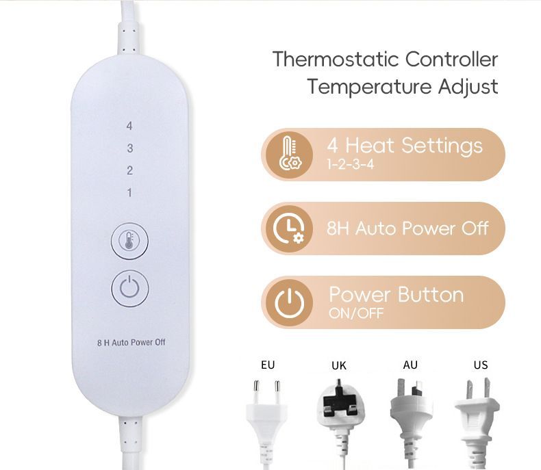 Heated Blanket Electric Throw,4 Heat Settings & 8H Auto Shut-Off Double Helix Fast Heating Electric Blanket,Skin-Friendly Cotton & Non-Slip Design Heated Throw with Overheat Protection - White - Size 55.1*62.9"