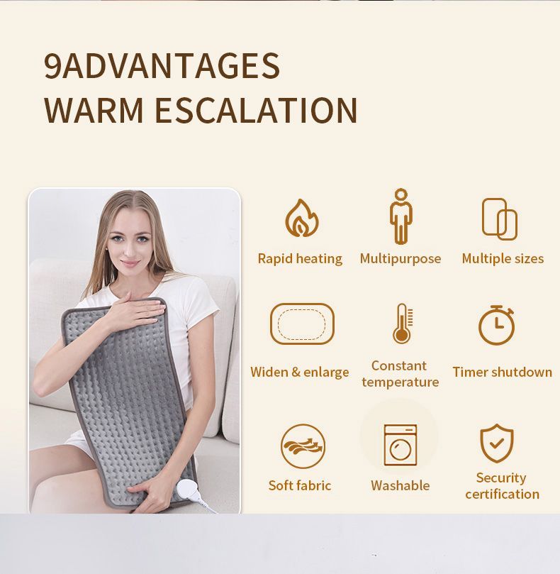 Heated Pad Zero-Gravity Pad Temperature Control Timer Winter Warmth Suitable for both humans and pets - Gray - Size 30cm*60cm