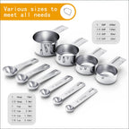 10-Piece Stainless Steel Measuring Cup and Spoon Set with Engraved Dual-Scale Markings, Nesting Design