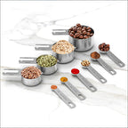 10-Piece Stainless Steel Measuring Cup and Spoon Set with Engraved Dual-Scale Markings, Nesting Design