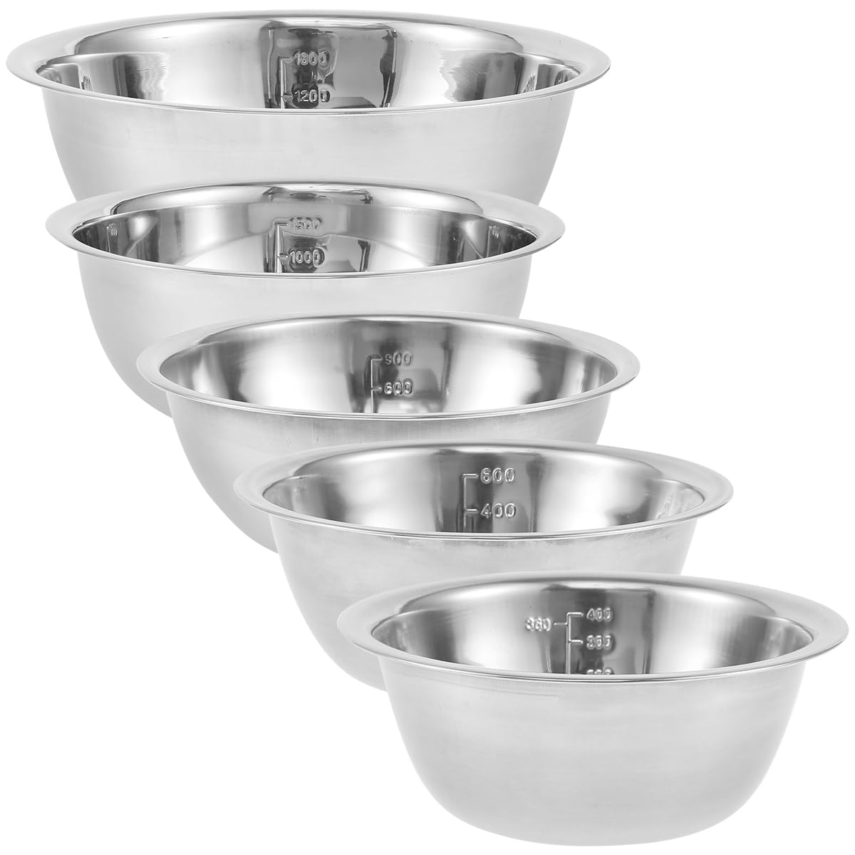 5-Piece Stainless Steel Mixing Bowl Set – Silver - Flavour Fushion Cooking Shop