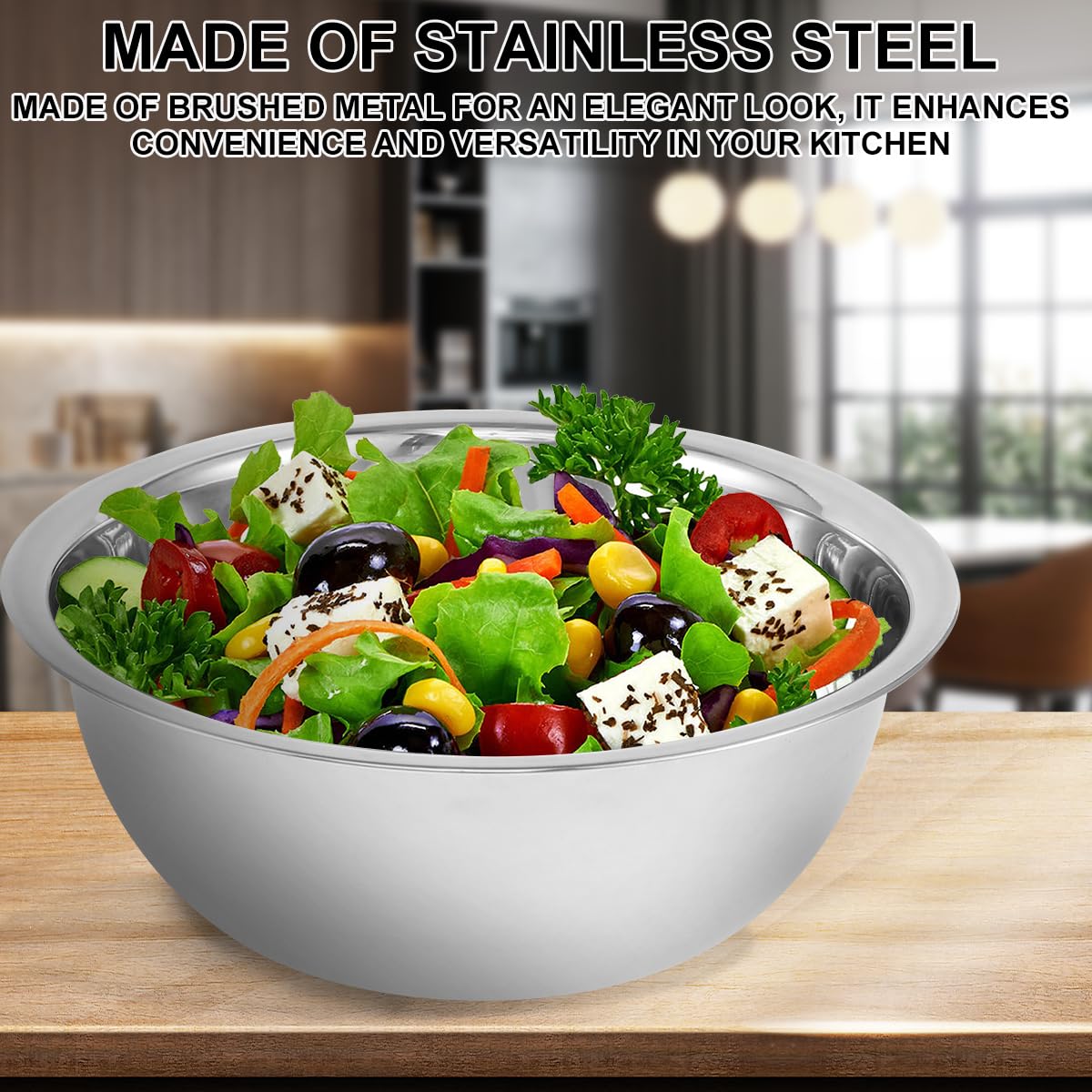 5-Piece Stainless Steel Mixing Bowl Set – Silver - Flavour Fushion Cooking Shop