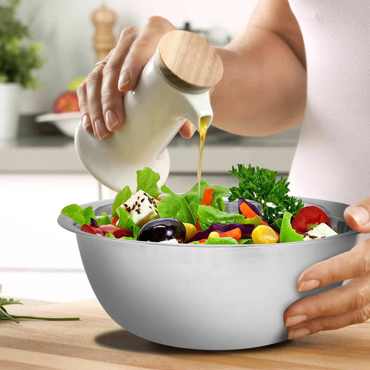 5-Piece Stainless Steel Mixing Bowl Set – Silver - Flavour Fushion Cooking Shop