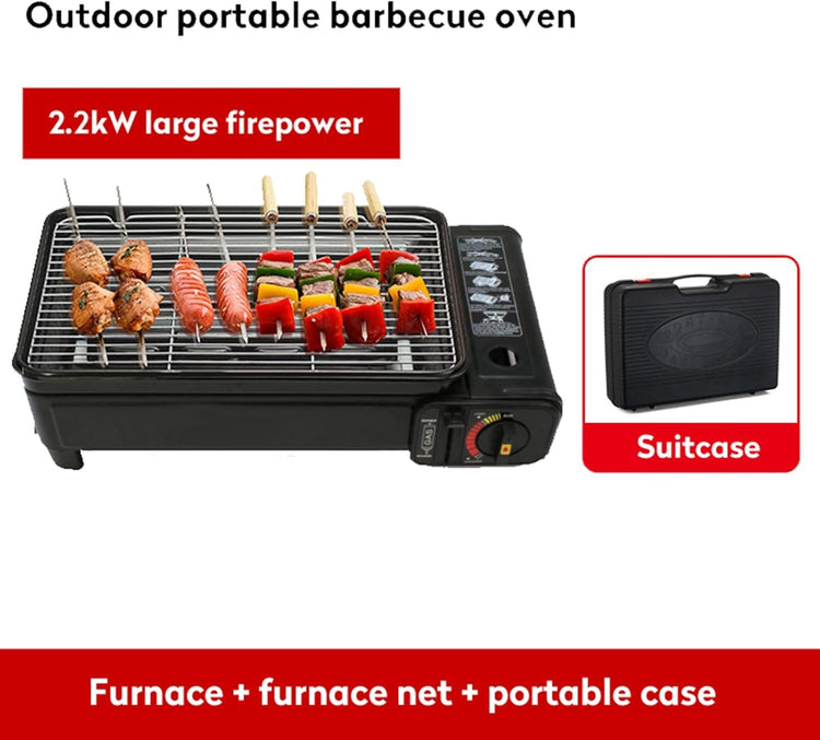 Portable Gas Grill with Removable Grate & Carry Case – (Black) - Flavour Fushion Cooking Shop