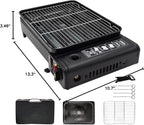 Portable Gas Grill with Removable Grate & Carry Case – (Black)