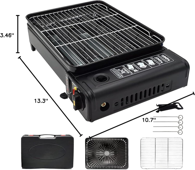 Portable Gas Grill with Removable Grate & Carry Case – (Black) - Flavour Fushion Cooking Shop