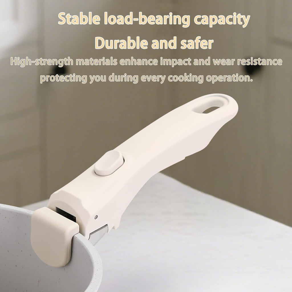 Removable Pot Handle with Quick-Release Clip – Universal Kitchen Cookware Handle Replacement for Pans and Pots (White)