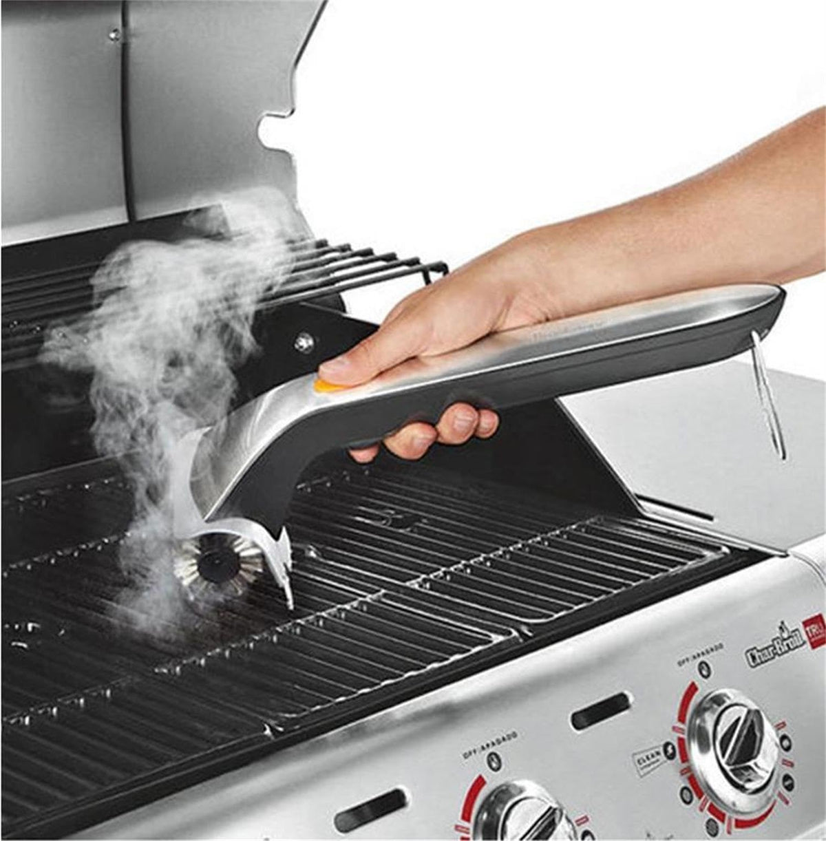 Electric Steam Grill Brush with Stainless Steel Bristles & 3000mAh Rechargeable Battery (Grey) - Flavour Fushion Cooking Shop